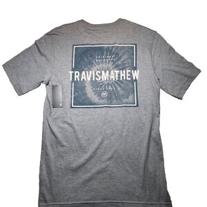 Travis Mathew - Heather Gray Tee with Navy Graphic, S